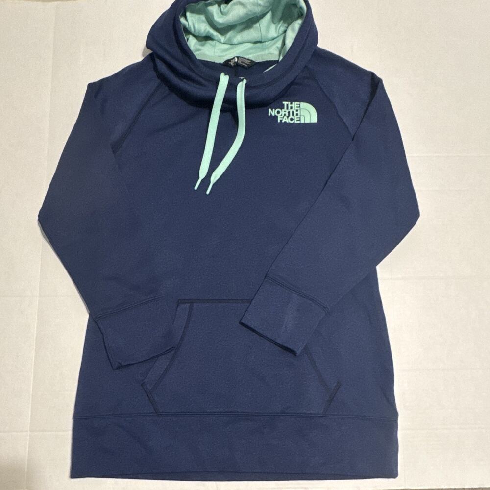 The North Face women’s M Blue/Green Solid Fleece Pullover Hoodie w/ Pockets